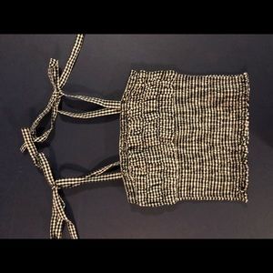Gingham shoulder tie crop top